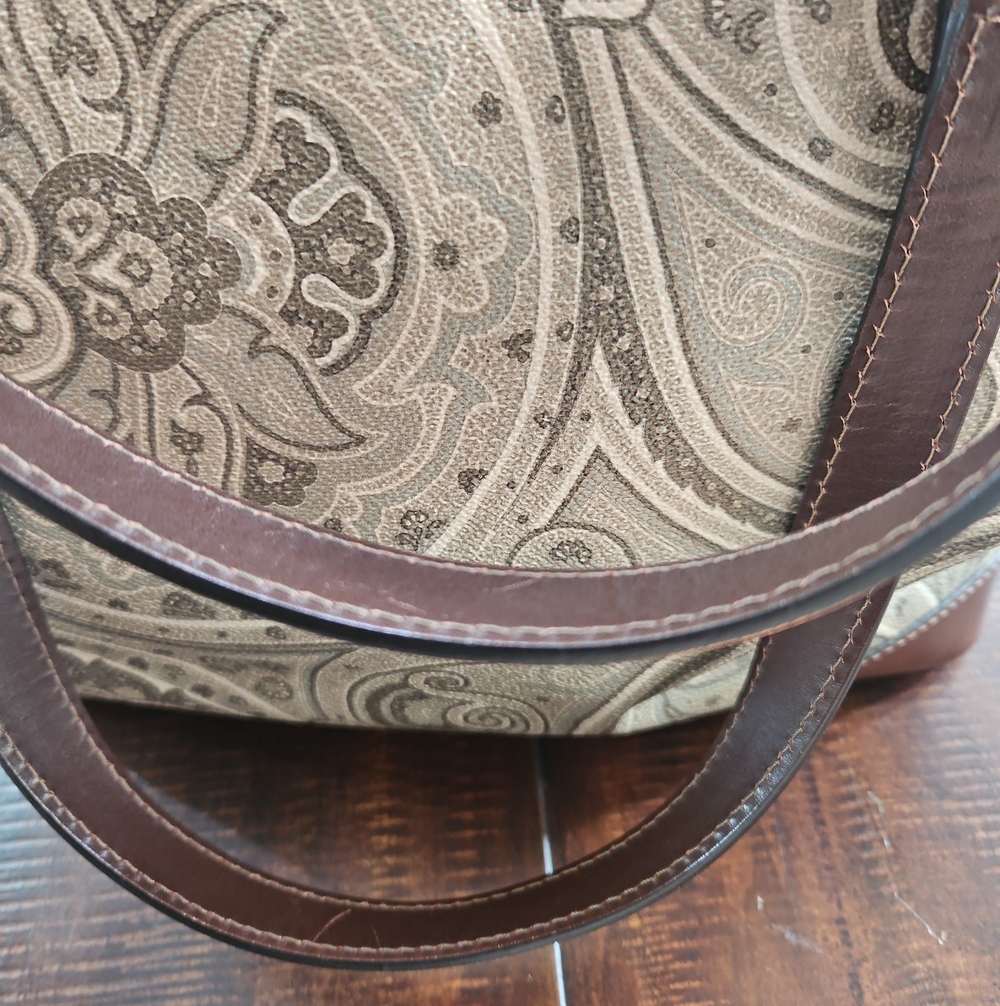 ETRO Milano Paisley Canvas & Leather Tote in Brown - Picture 10 of 10